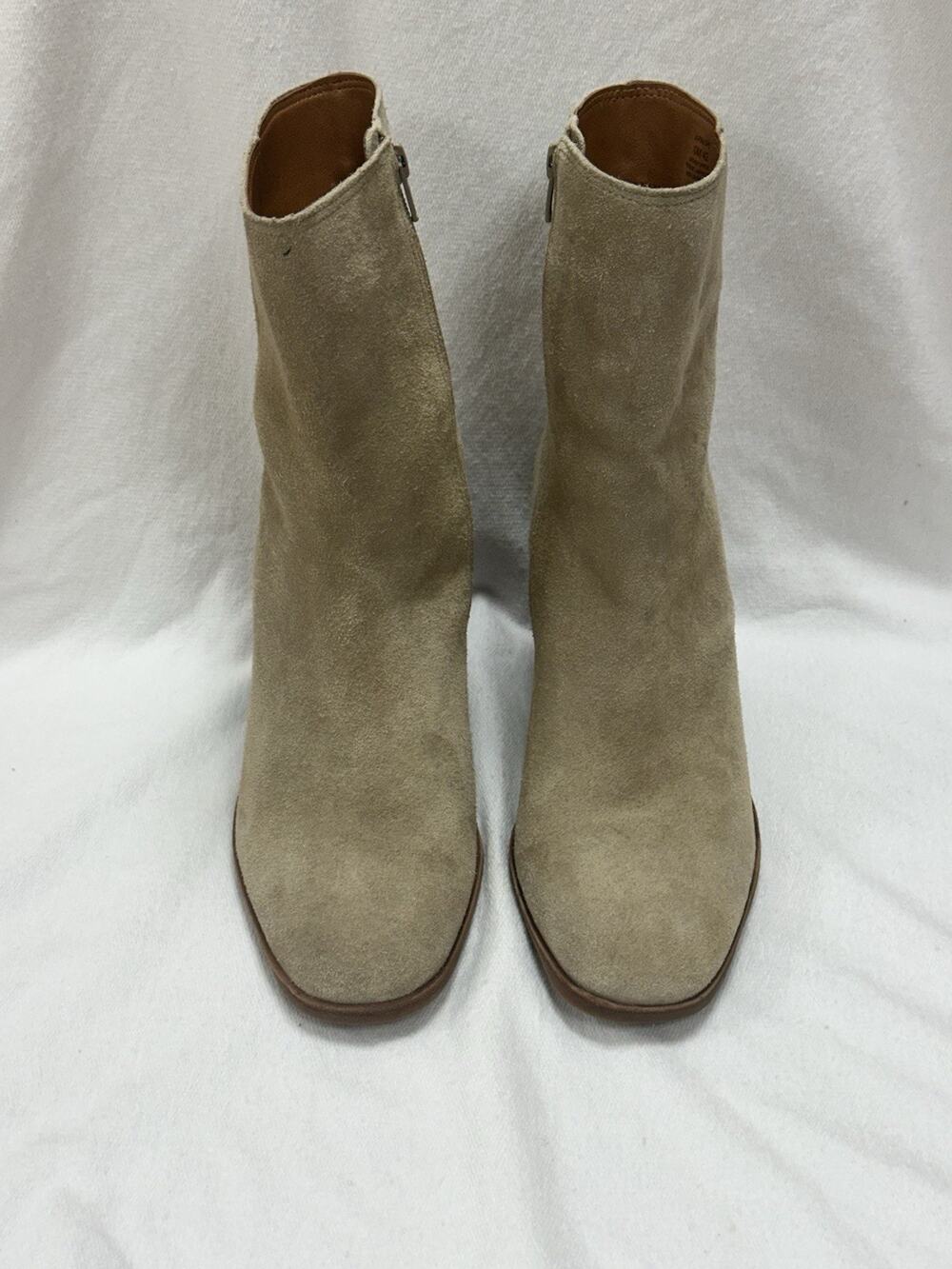 Lucky Brand Pinlope Suede Mid Boots Womens 10M Dune Zip Block Heel LK-PINLOPE